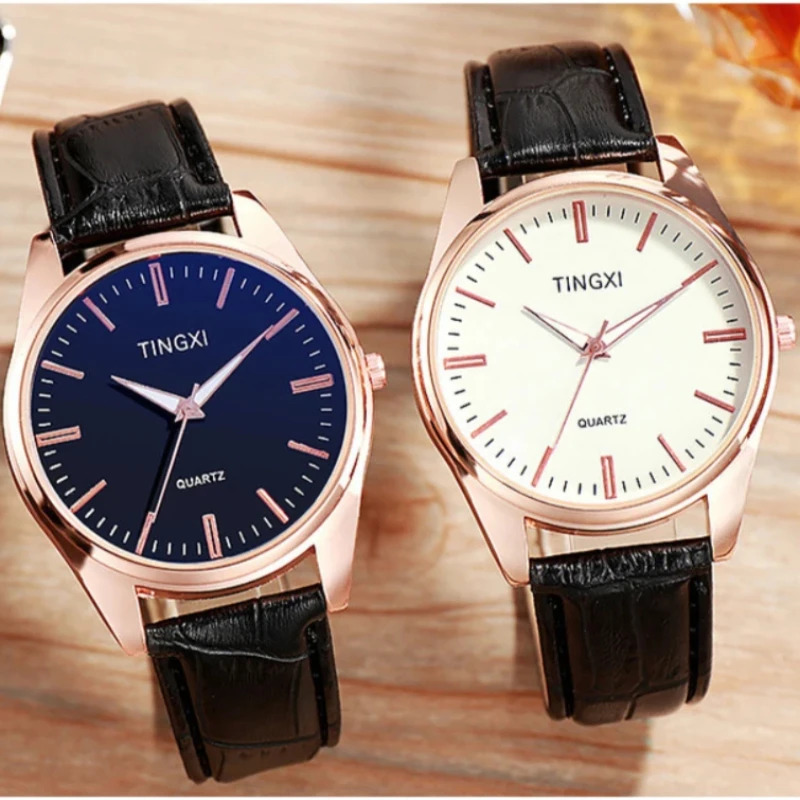 Business Simple Men's Watch Leather Bracelet Alloy Dial Multicolor Quartz Wristwatch Student Large Dial Watch relogios masculino