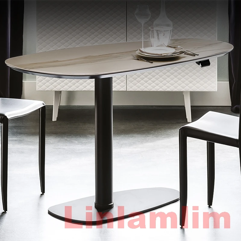 Linlamlim Italian Sintered Stone Computer Desks Nordic Liftable Mobile Table Modern Rectangle / Oval Designer Side Table