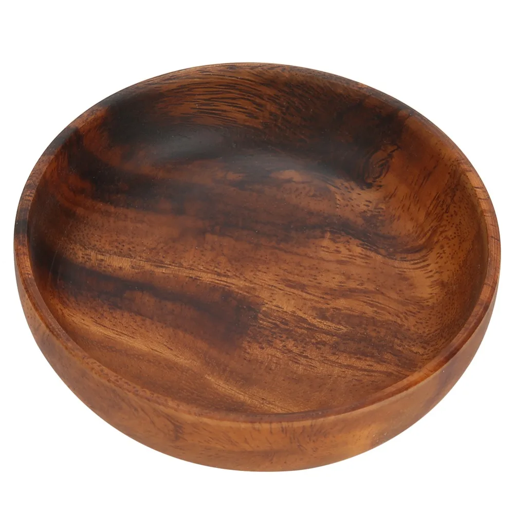 Lightweight Wooden Salad Bowl Smooth Round Rice Noodle Bowl Flat Bottom Durable Japanese Style Bowl Salad Prep