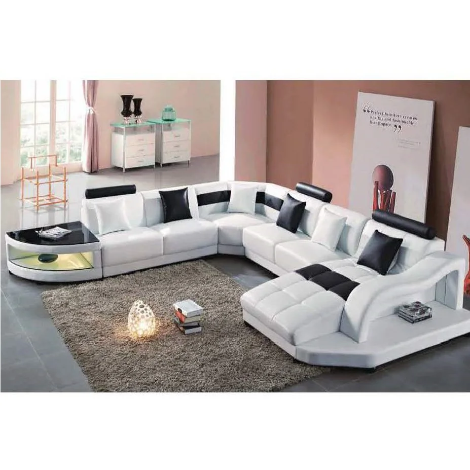 

For White Sectional Recliner Living Room Sofa Set Leather Modern Luxury Furniture European Style Chesterfield