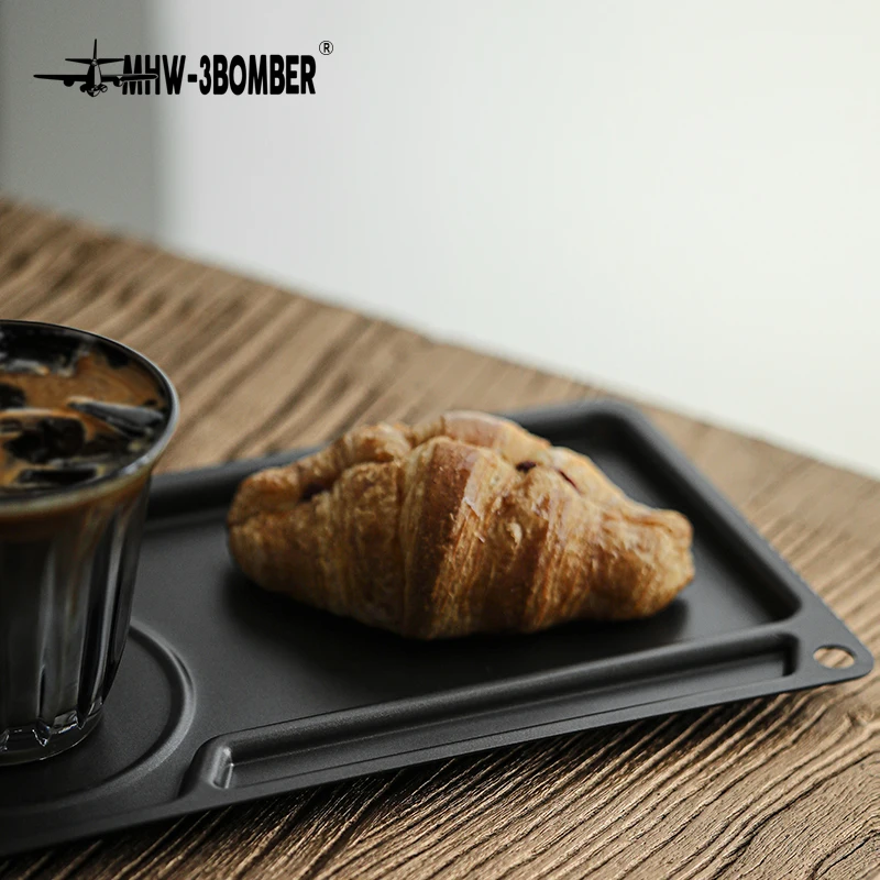 

MHW-3BOMBER Stainless Steel Coffee Tray Delicate Travel Camping Tools for Serving Food Classic Home Barista Cafe Accessories
