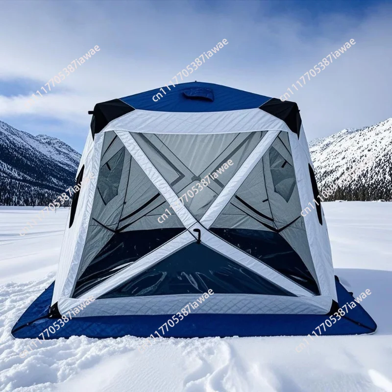 Fully Automatic Winter Ice Fishing Tent with Chimney Hole, Transparent Window, Quick Opening, Portable