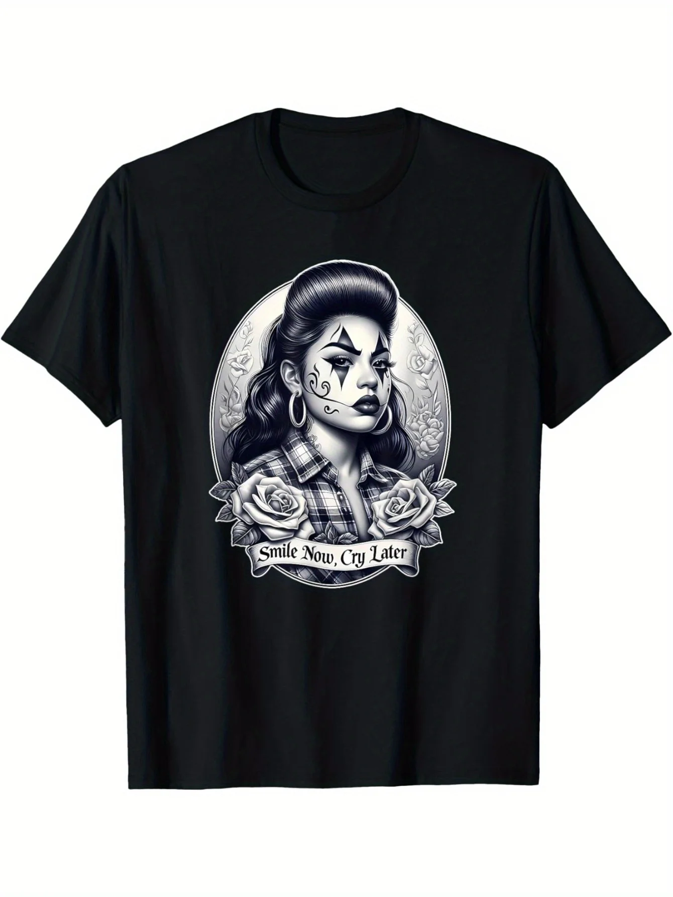 

SMILE NOW CRY LATER Camisa Chicana Chicano Tattoo Art Chola T-Shirt