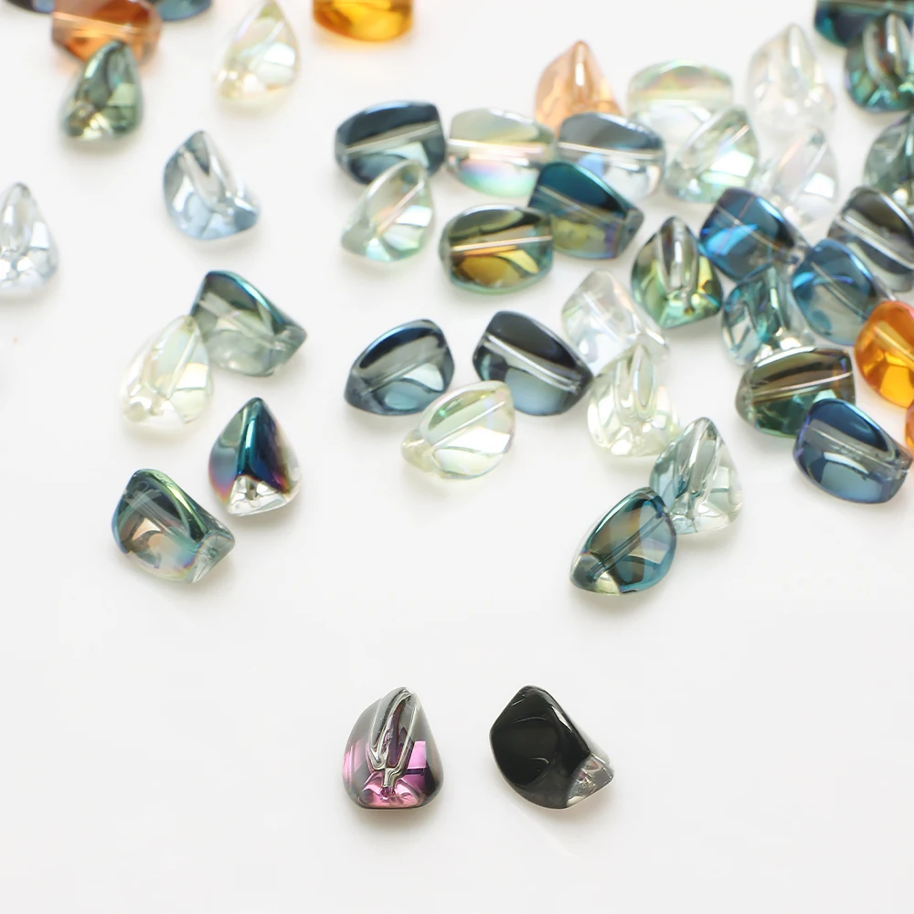 20 Pcs 10x12mm Crystal Glass Loose Beads Crafts Irregular Twist Shape For DIY Making Jewelry Handmade Charm Earing Accessries