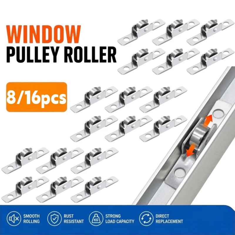 8/16pcs Metal Sliding Door Rollers Runner Wheel Screen Window Pulleys Track Pulley,Smooth Gliding Window Door System Replacement