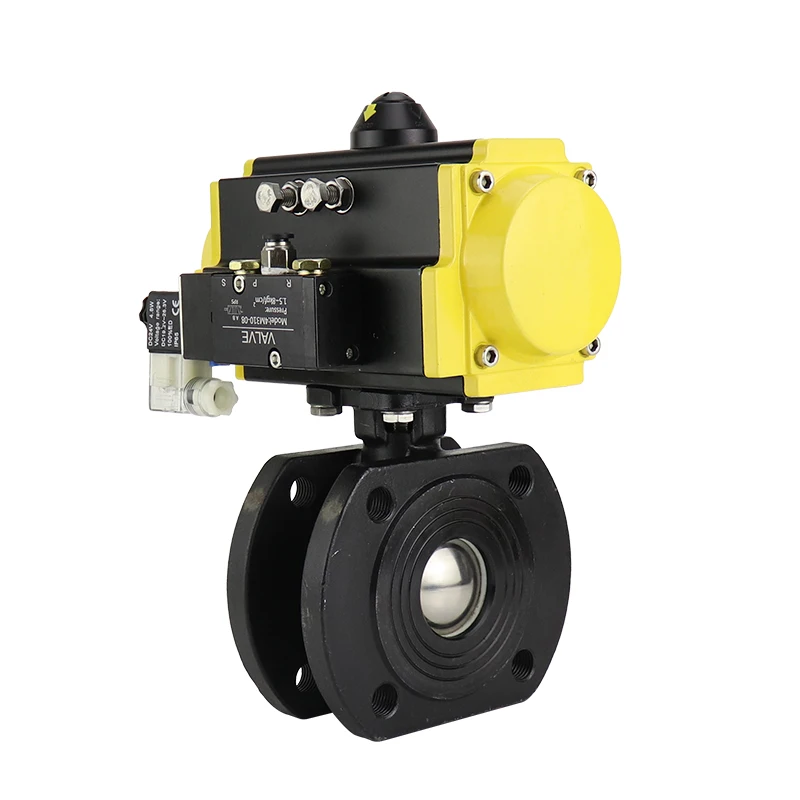 DN50 2 Inch Wafer Type Stainless Steel Ball Valve with Spring Return Pneumatic Actuator Industrial Flow Control Valve
