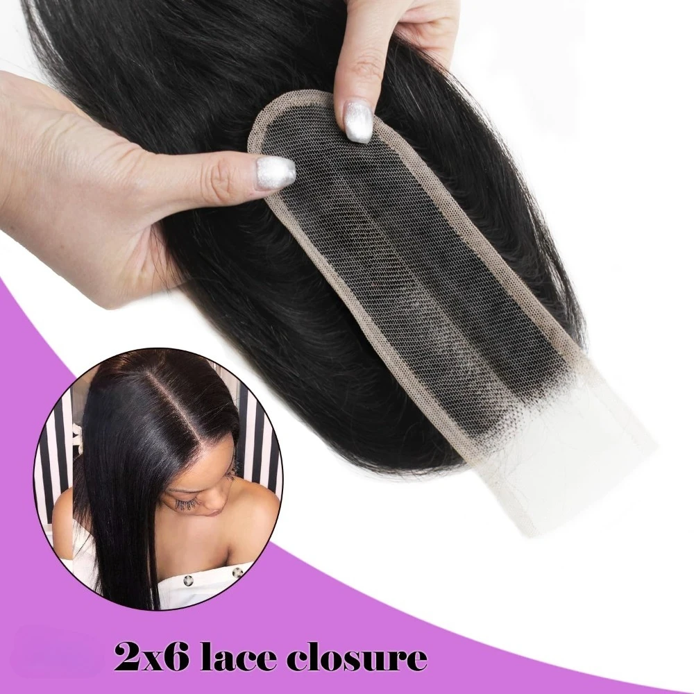 2x6 레이스 클로저 생인모 스트레이트 롱 딥 파팅 킴 K 클로저 100% 인모 내추럴 컬러 프리플러킹 풀 엔드