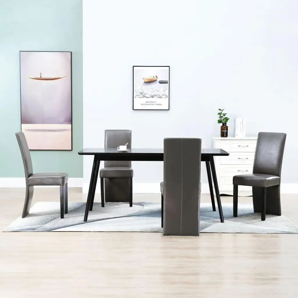 

Set of 4 Gray Faux Leather Dining Chairs - Modern, Stylish & Durable Seating