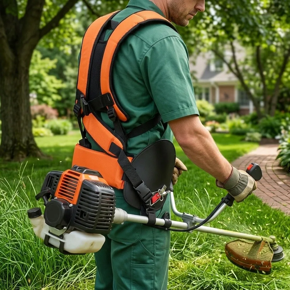 Shoulder Strap for Brush Cutter with 42 x 36 x 8 cm Dimensions Orange Black Color and for Quick Adjust Buckles for Fit