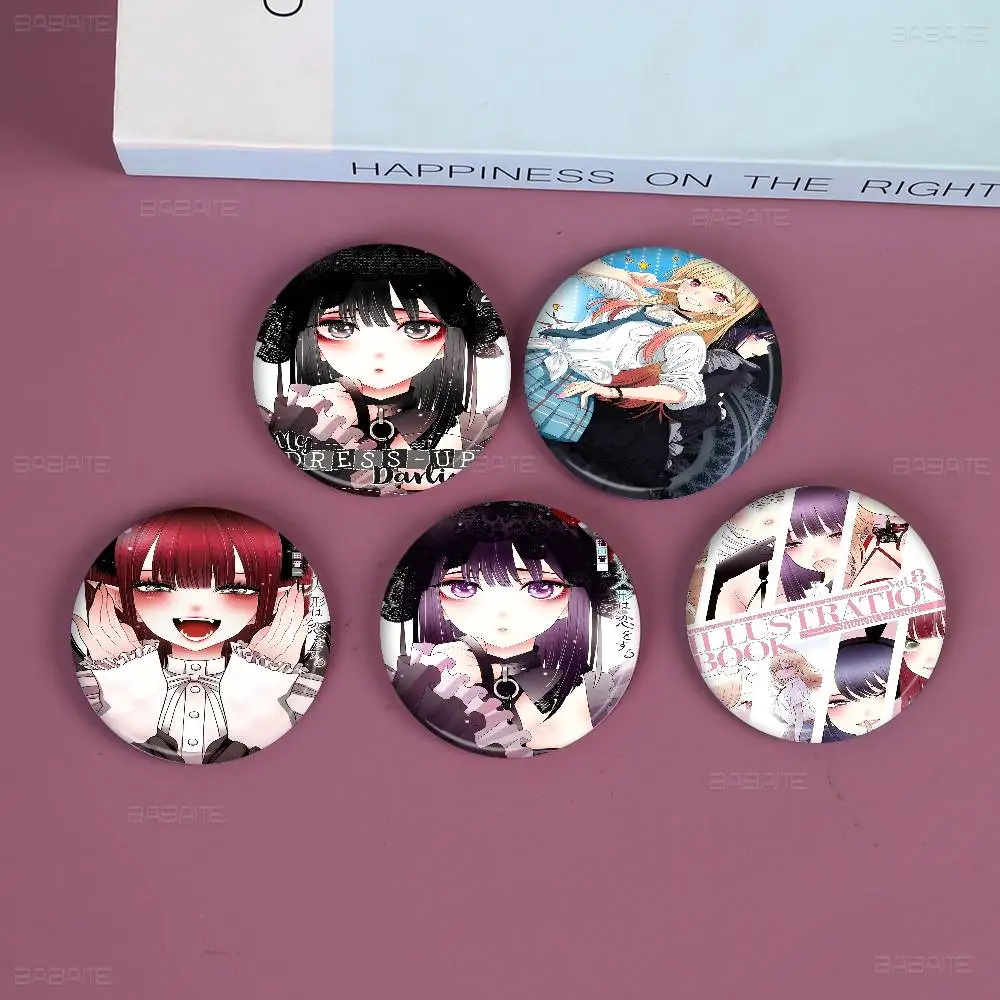 Japan Anime Marin Kitagawa Classic Vintage Soft Button Pin Round Metal Badge Lapel Pin Parts Gift Friends Kid Jewelry