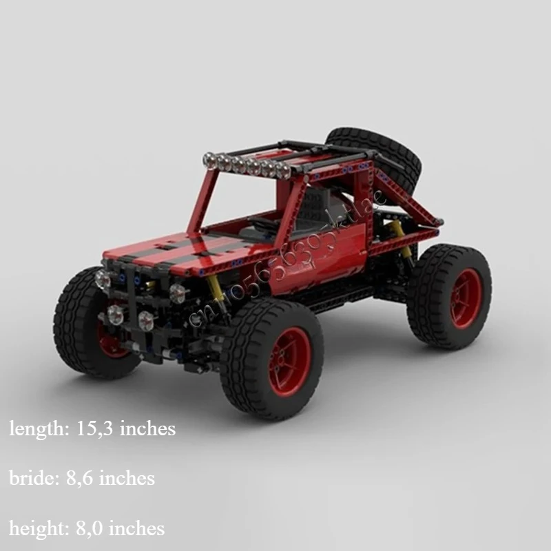 880 PCS MOC City Car Cool Red Off Road Vehicle Model Technology Building Blocks Creative Children Toys Surprised Halloween Gifts
