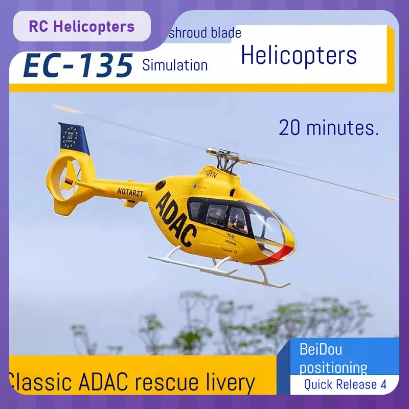 

EC-135 RC Airplane 10 Channel Electric High Speed Brushless PNP RC Helicopter with GPS One Key Return 1:16 RC Fighter Model Gift