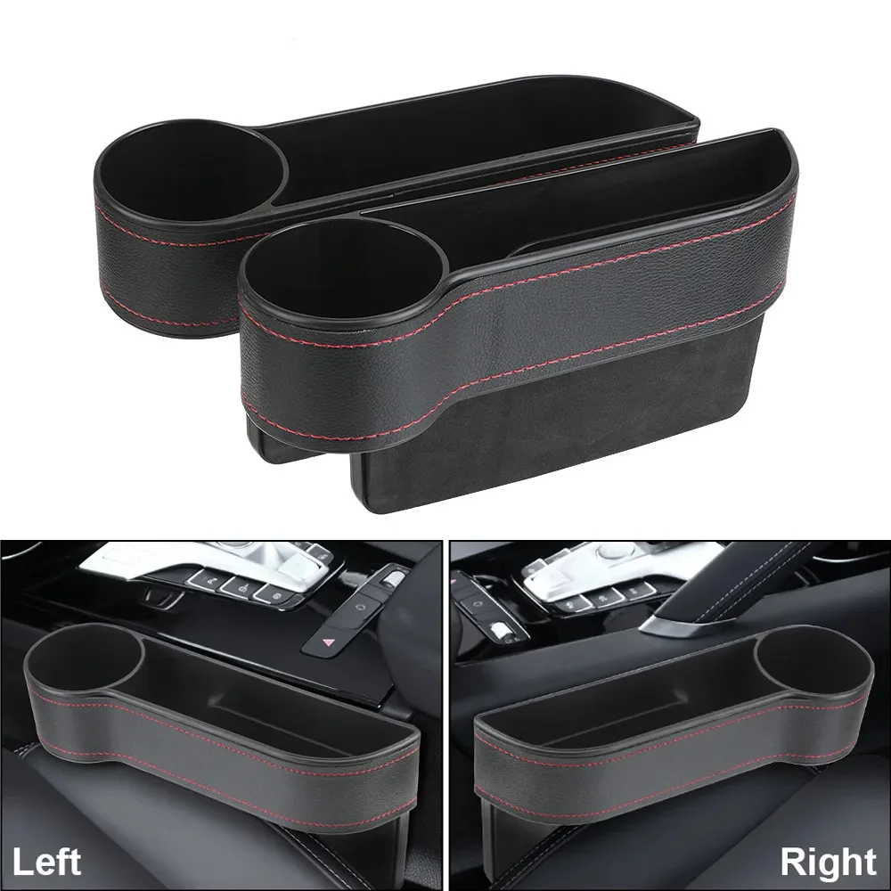 PU Leather Car Seat Gap Storage Box Universal Seat Gap Slit Box With Charging Hole Phone Bottle Keys Holder Box Auto Organizer