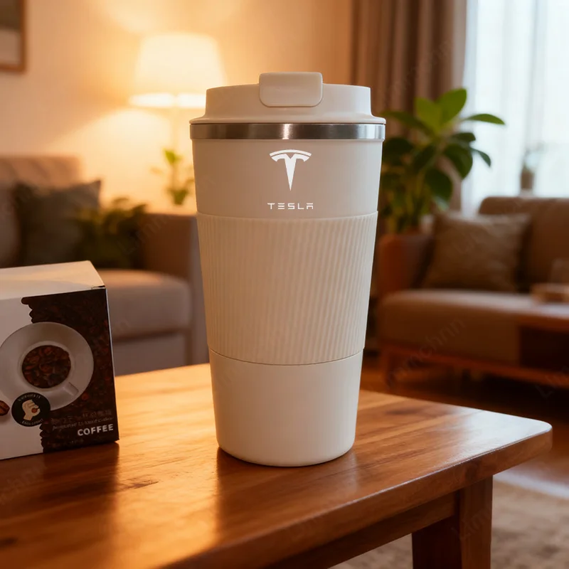 

Car Thermos Coffee Mug For Tesla Model 3 Model S X Y Roadster SpaceX Car Logo Water Cups Stainless Steel Coffee Cup Car Sticker