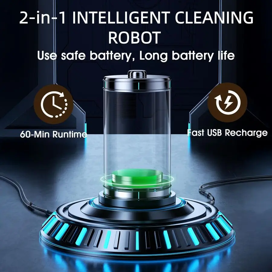 Vacuum Cleaner, Robot Vacuum and Mop ComboSmart 2 in 1 Cleaning System,Super Thin Quiet, Obstacle AvoidanceSuitable for Various