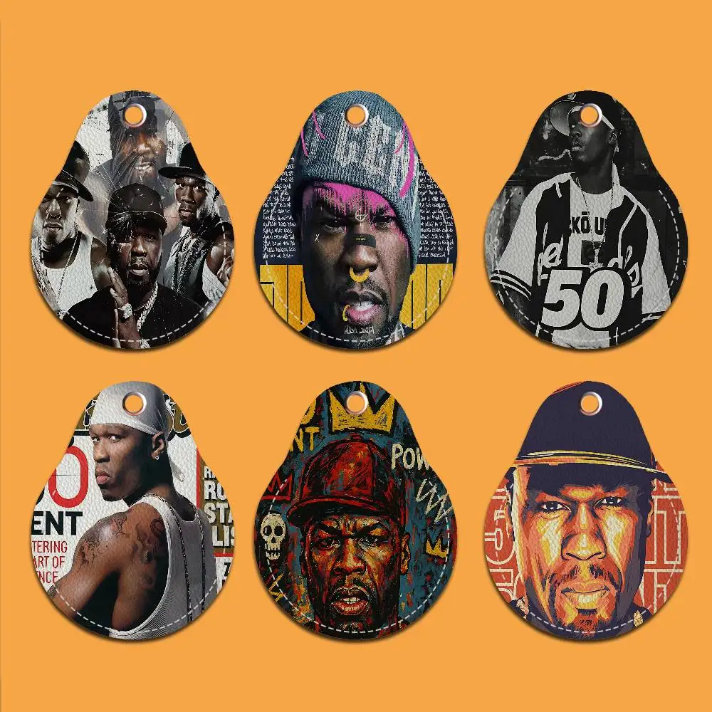 50 سنت أمريكي ضرب البوب الهيب هوب 1 قطعة حامل بطاقة جلدية مع حلقة رئيسية قطرة الماء على شكل مفتاح سلسلة المفاتيح قفل الباب الملحقات