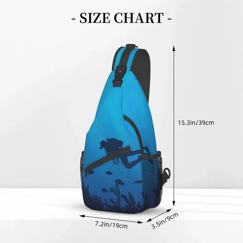 Casual Scuba Diving Pattern Sling Bags for Travel Hiking Men's Dive Lover Divers Crossbody Chest Backpack Shoulder Daypack