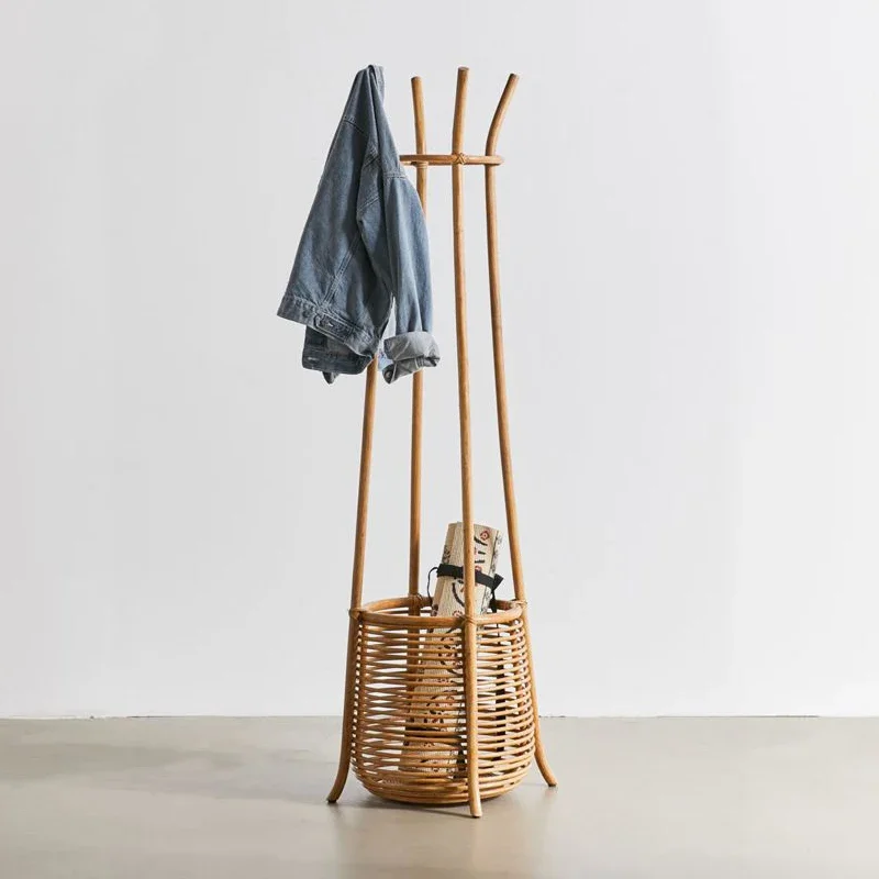 Living room simple storage rack, floor to floor clothes rack, doorstep clothes rack, bedroom, homestay rattan woven hanging