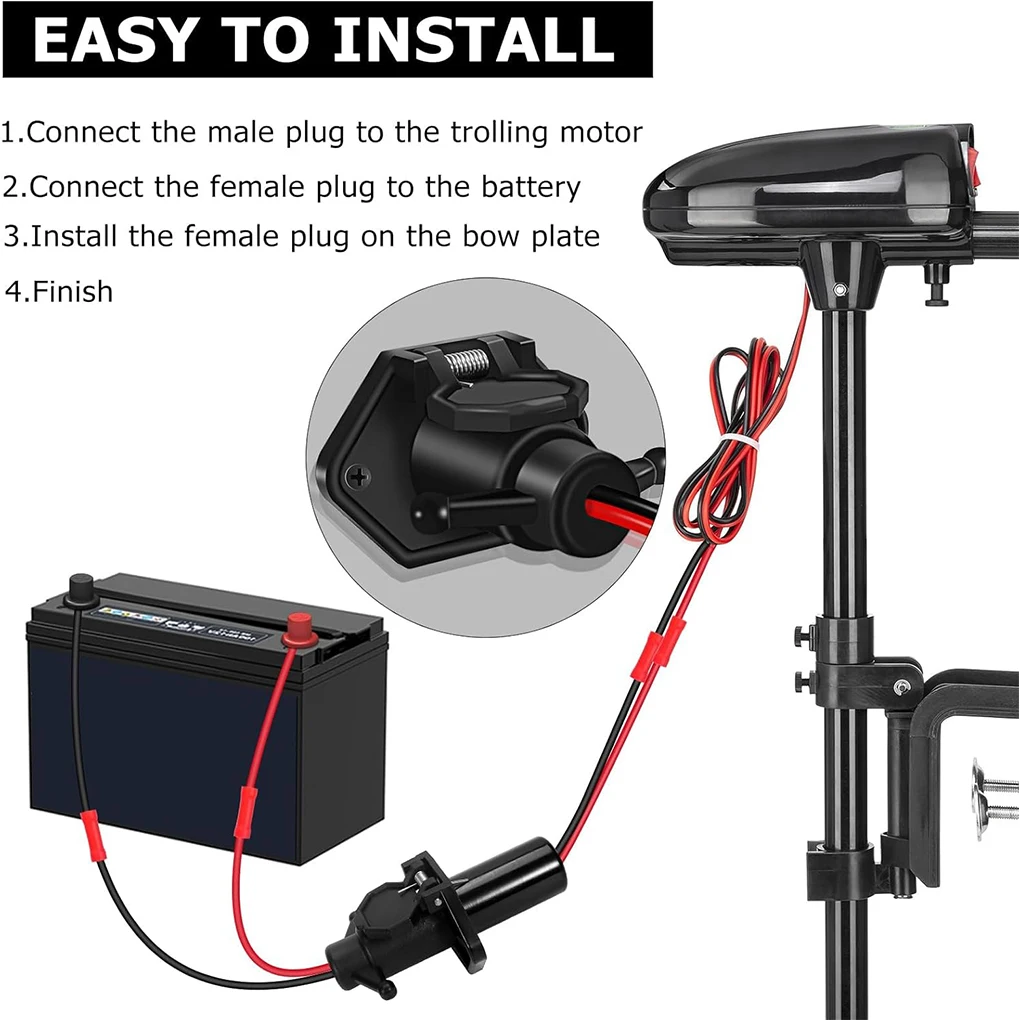 2x Easy To Install Female Trolling Motor Socket With Wide Compatibility Waterproof Motor Connector