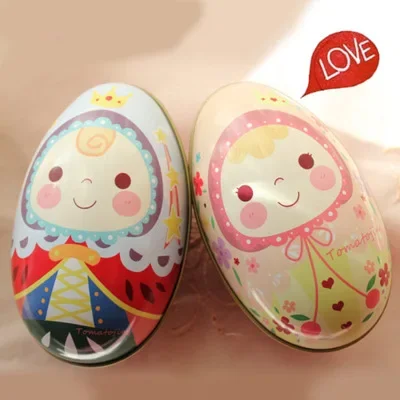 Easter Eggs Full Moon Celebration Egg Box Round Tinplate Box Sweet Packing Can Design Gift Box Exquisite  Printing Candy Boxs