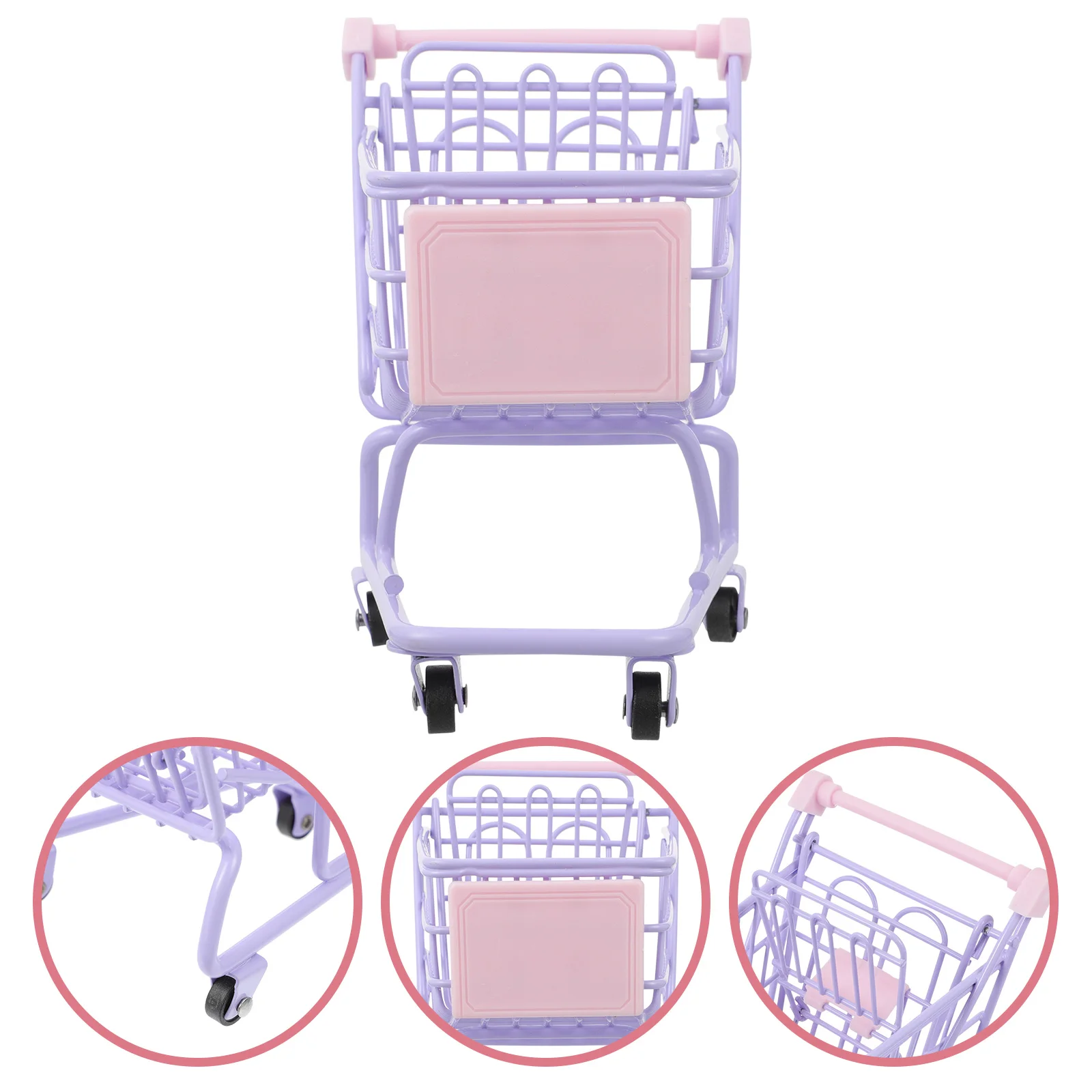 Mini carrito de compras, carrito de empuje de imitación, carrito de comestibles con ruedas, juguete pequeño plegable con supermercado portátil