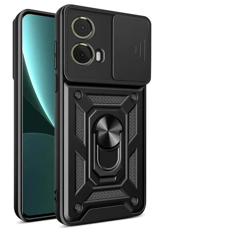 

360 ° Чехол для телефона с раздвижным окном и скрытым слотом для карт для Motorola Moto G85 G84 G75 G55 G35 G34 G24 Задняя крышка для ПК