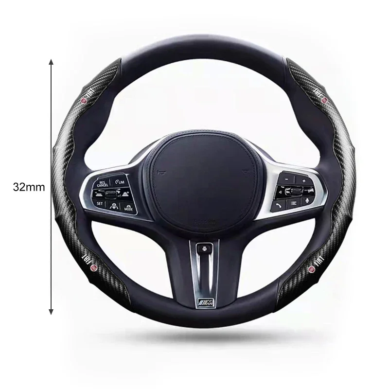 new Car Carbon Fiber Non-slip Steering Wheel Cover For Fiat 500 Punto 124 125 500 Bravo Stilo Panda Abarth Tipo Car Accessories