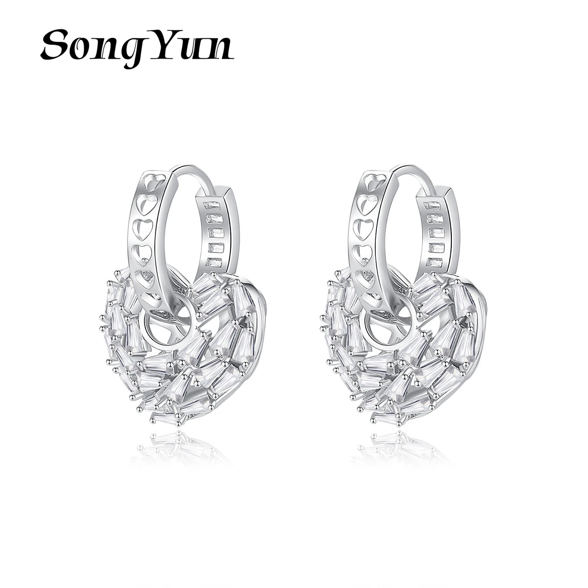 

SongYun Jewelry Manufacturer MHT New European And American Fashion Style Zircon Heart-Shaped Pendant Earrings For Women