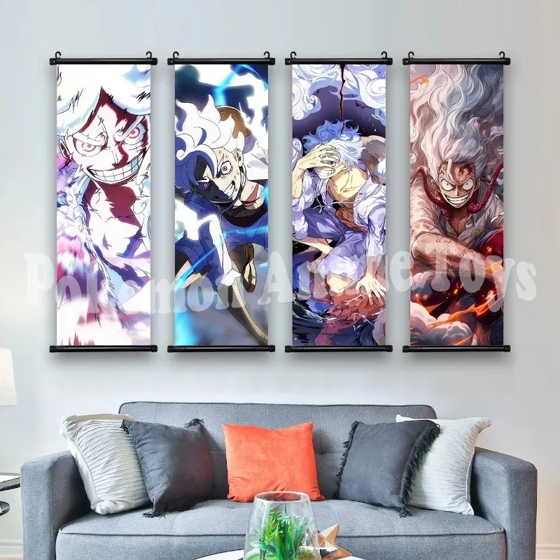 Anime ONE PIECE Poster Luffy Canvas Painting Sun God Nika Art Print Kids Room Decoration Mural for Hanging Scrolls