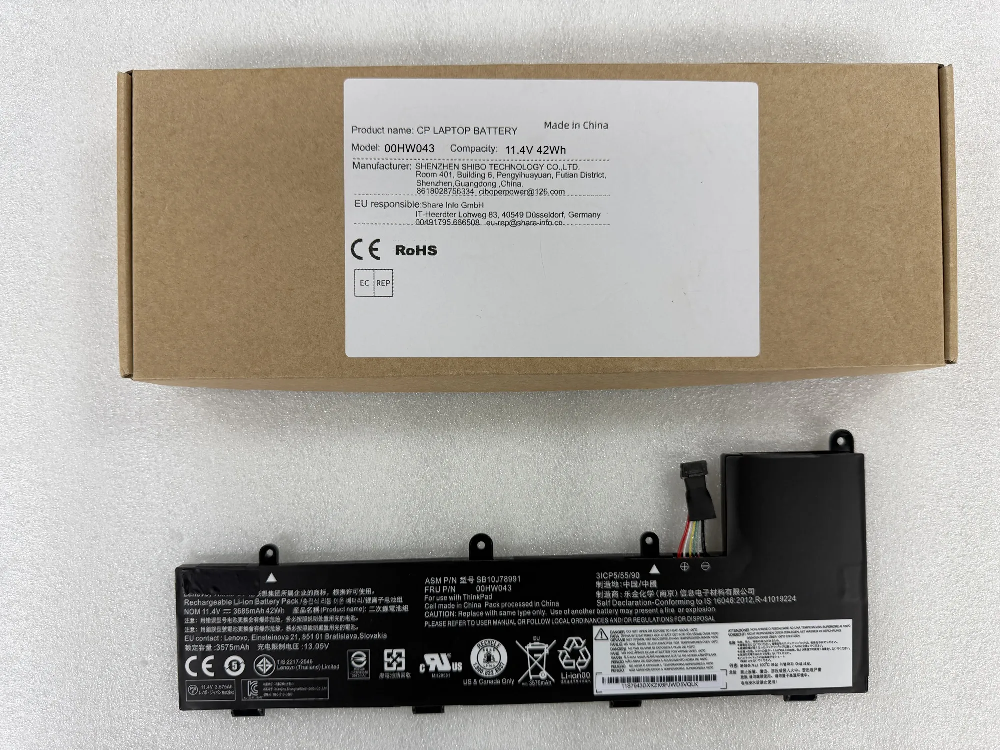 

Аккумулятор оригинального качества для аккумулятора ASM SB10J78992 FRU 00HW044 00hw043