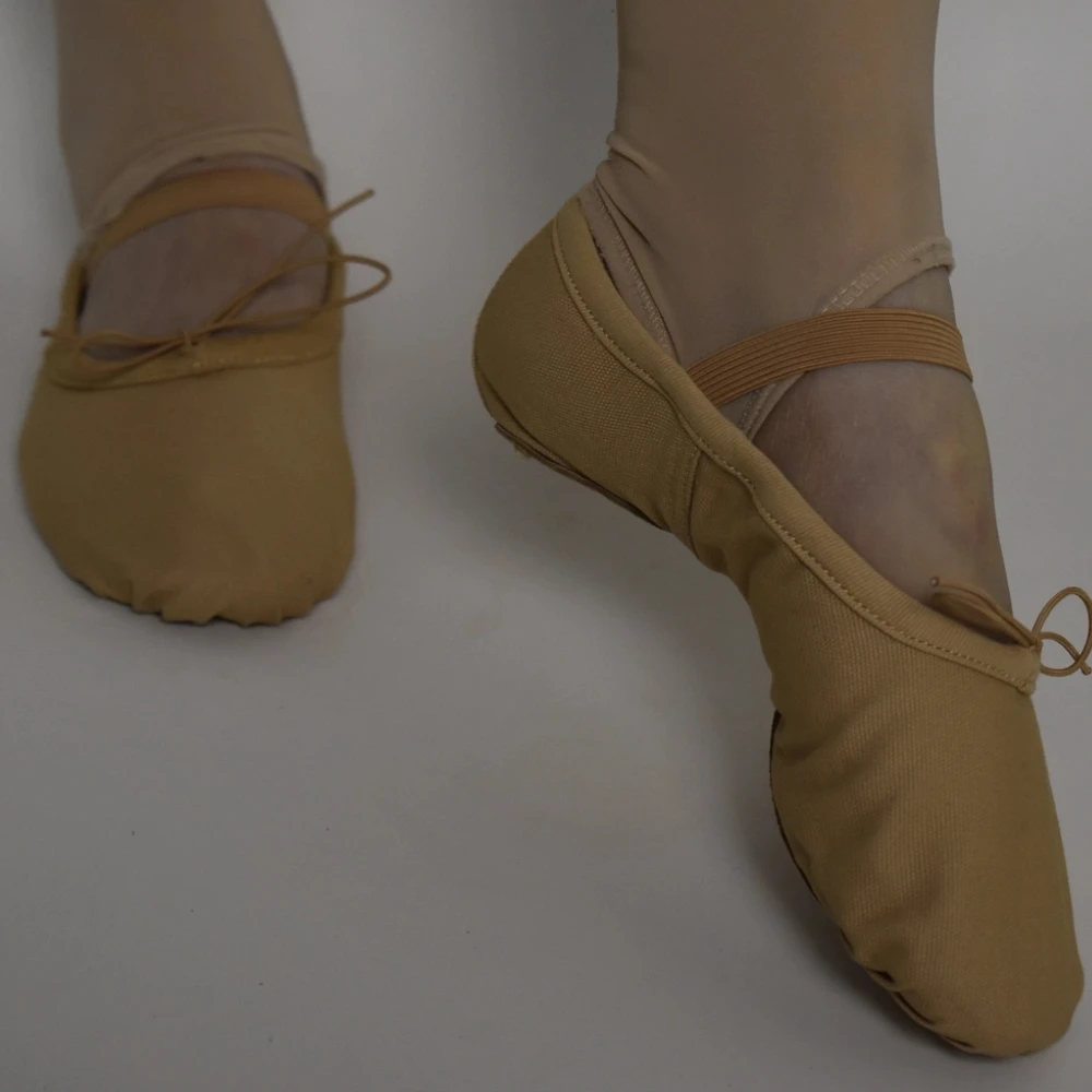 Yalisidai Adult Ballet Shoes Stretch Canvas 3 Split-sole Elastic Mesh For Amazing Bending Girls Women Ballet Dance Slippers NO.3