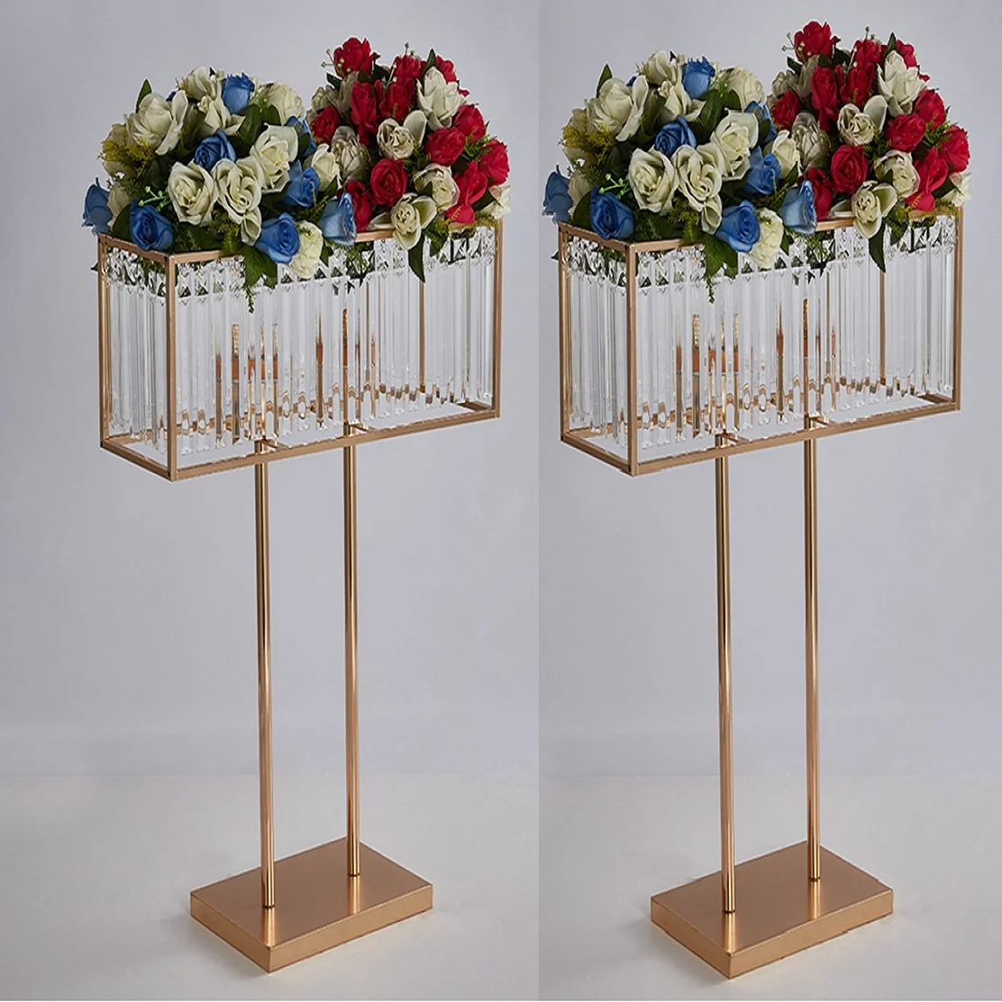 

2pcs 6pcs Wedding Table Centerpiece 29.5 Inches Tall Crystal Road Lead Flower Rack Event Party Decoration