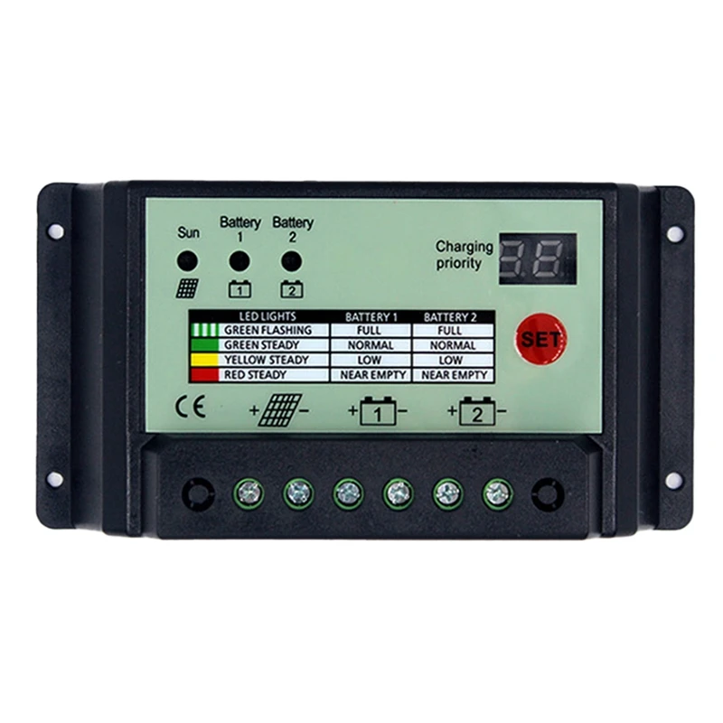 Dual Battery Solar Charge Controller System Batteries Power Panel PWM 12V 24V (20A) 1 Piece