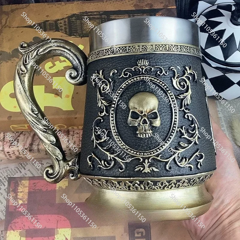 Hip Hop Skull Water Cup Vintage Movie Peripheral High Capacity Mug Hip Hop Desktop Personality Mug Student Male