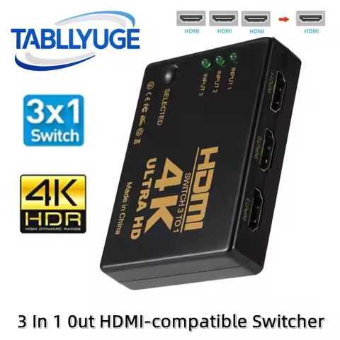 TABLLYUGE HDMI-compatible Switcher 4K 3 input 1 output Switcher Splitter 1x3 Hub Adapter Converter For PS4/3 TV Box HDTV PC