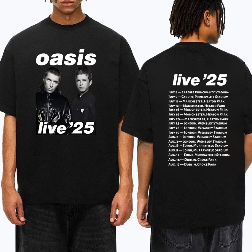 

Oasis Live 25 Tour Double Sided Tee shirt Men Women 2025 Summer Cotton short sleeve t-shirts Unisex Y2K short sleeve t-shirts