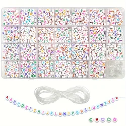 1400 7x4mm colored transparent letter beads in 3 different color schemes, suitable for jewelry making, bracelet and braid crafts