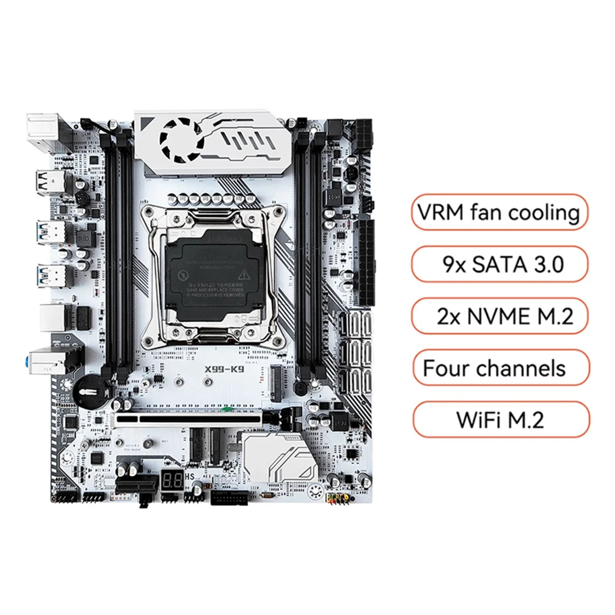 اللوحة الأم BVBV X99 K9 LGA 2011-3 VRM مروحة تبريد تدعم 4X DDR4 RAM تدعم وحدة المعالجة المركزية من سلسلة Xeon E5 V3/V4/Core 17 Series CPU