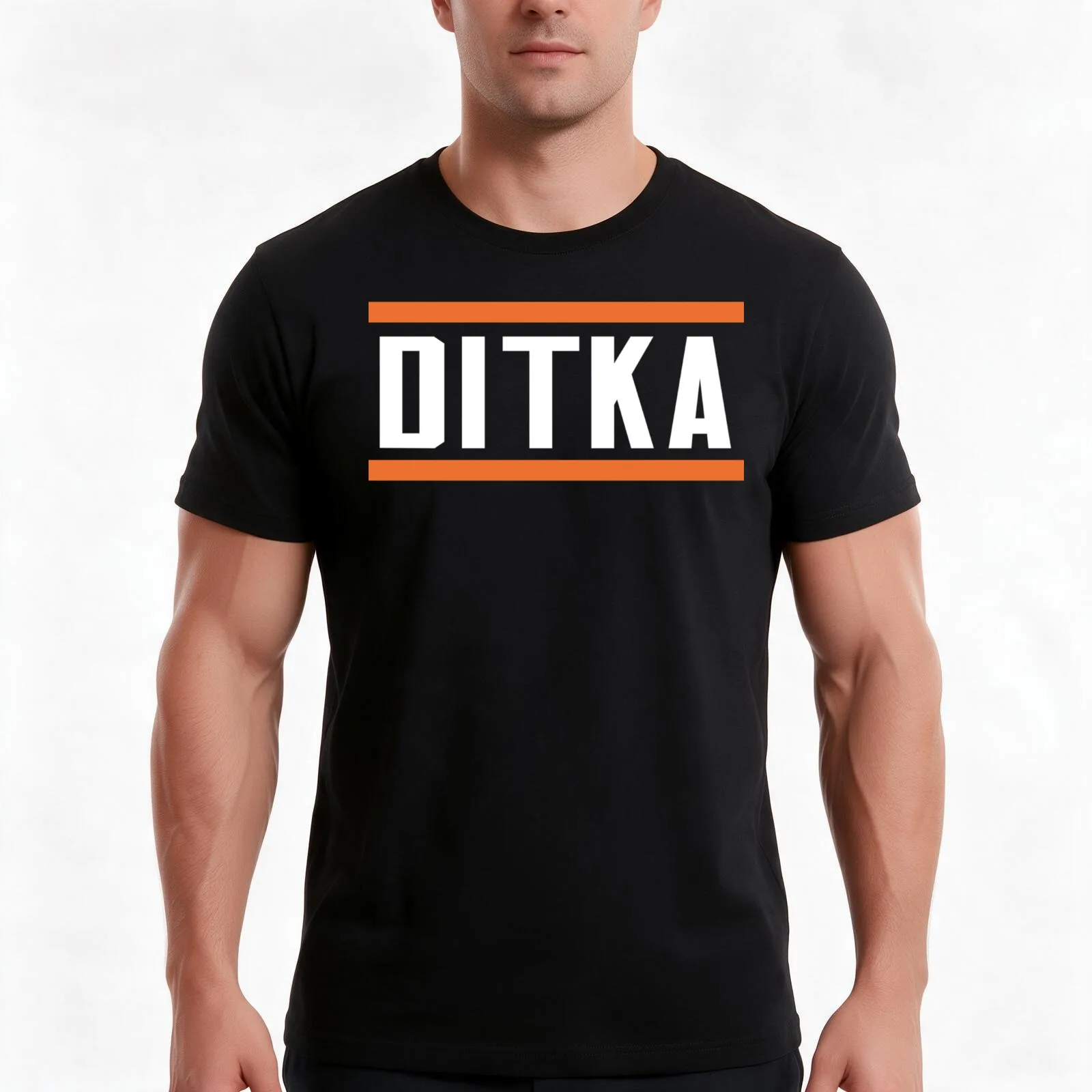 Ditka T-Shirt, Summer Casual Cotton Tee, Oversized Streetwear Tops, Vintage Graphic Print, Loose Fit Short Sleeve, 100% Cotton
