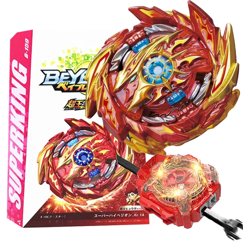 Box Set B-159 Super Hyperion Super King B159 Spinning Top with Spark Launcher Box Kids Toys for Children