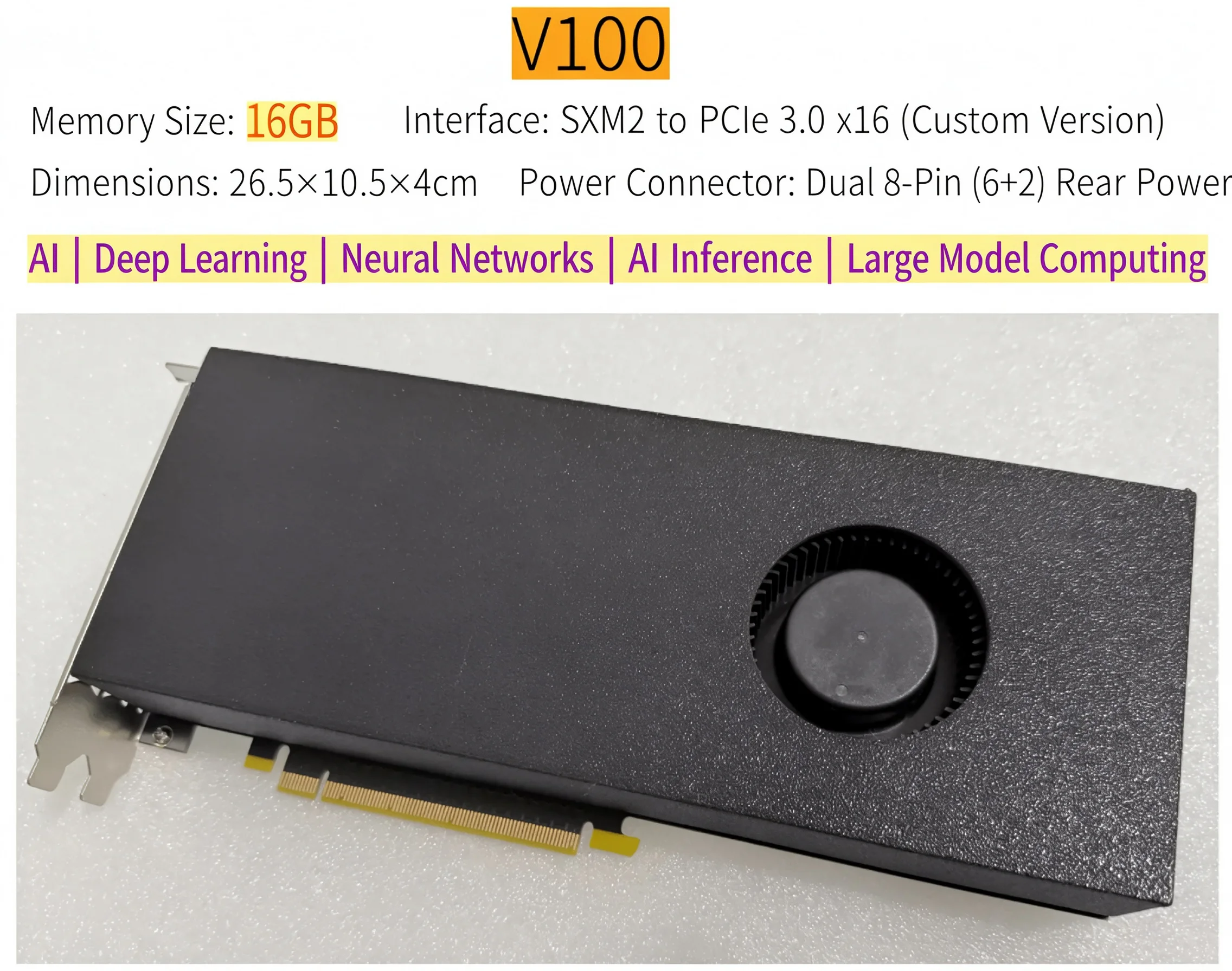 V100 16GB SXM2 GPU Accelerator HBM2 for Deep Learning AI Training LLM Inference Data Center Server Computing Module