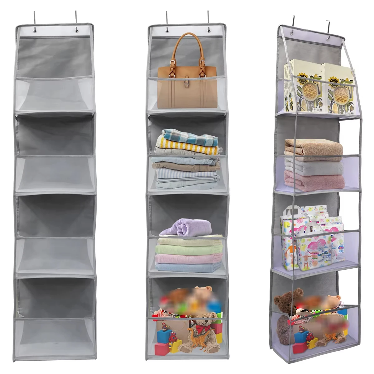 

4 /6Layer Over The Door Hanging Organizer Cosmetics Wall Hanging Storage Organizer for Nursery Bathroom Closet Bedroom Dorm