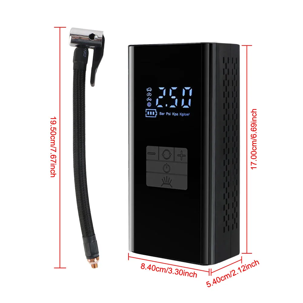 Portable Inflator Wireless LCD Display Air Compressor With LED Light Portable Tire Pressure Gauge Digital JN058 Tire Air Pump