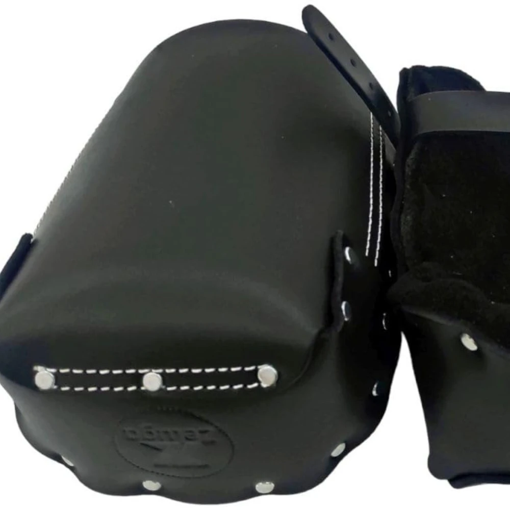 

Non-slip Kneepads with Adjustable Straps, Safety Leather Knee Pads with Dense Padding Protection, Double Thick Lining (Black)