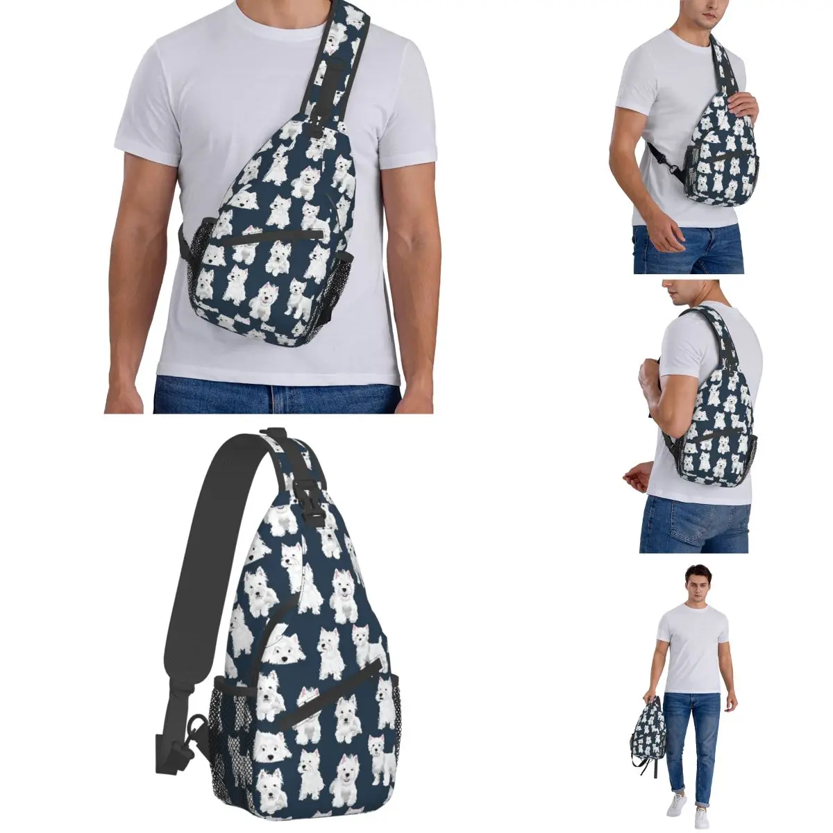 Westart West Highland Terrier Cross body Schulter tasche kleine Brusttasche Hund niedlichen Welpen Schulter Rucksack Daypack Reise Wanders port