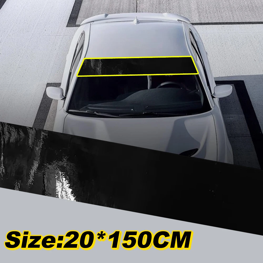 1pc Universal Car Exterior Accessories Car Front Windshield Sunshade Sticker Black Car Sunroof Window Decorative Strip Decal