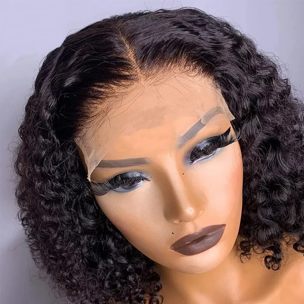 

Deep Water Wave Bob Wigs Brazilian Virgin Human Hair 13X4 Lace Front Wig Human Hair Curly Short Bob Wig 230% Density Pre Plucked