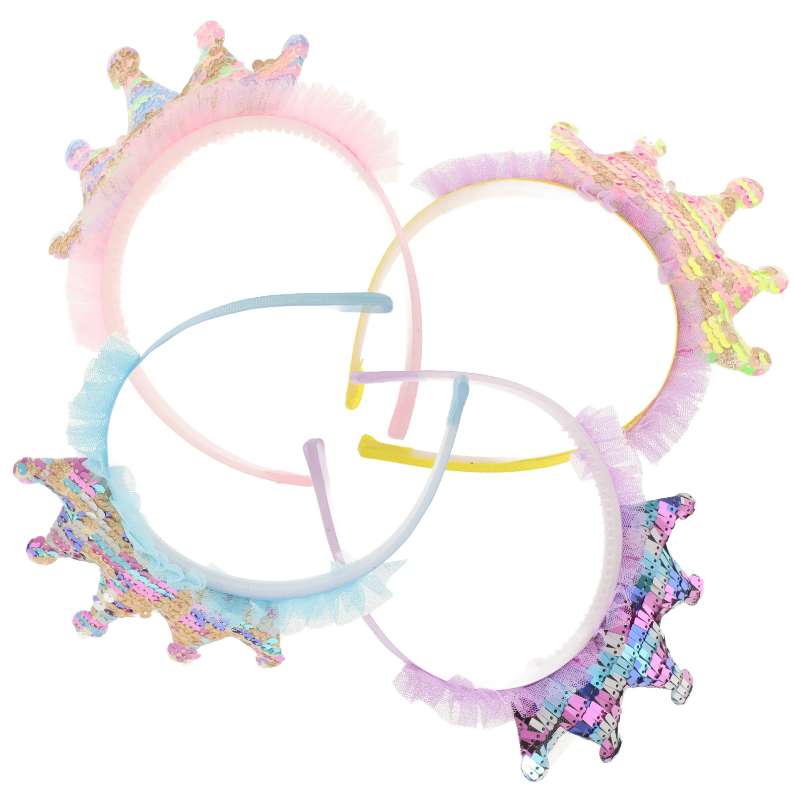 

4Pcs Colorful Sequins Hair Bands Party Headbands Kids Crown Headbands Carnivals Birthday Headdress Hair Bands Party Headdress