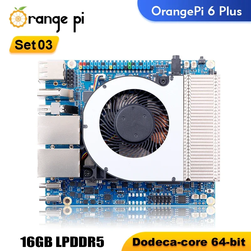 VivacpOrange Pi 6 Plus + Type-C 20V5A Power Supply + Heatsink 16GB DDR5 CIX CD8180/CD8160 SoC 2x M.2 KEY-M 45TOPS 5G Ethernet