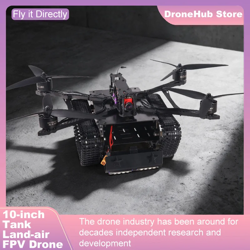 B-CUBE 10-inch Tank Land-air FPV Drone Frame Kit Carbon Fiber Racing Quadcopter Car INAV Beatflight H743 F745 Flight Control